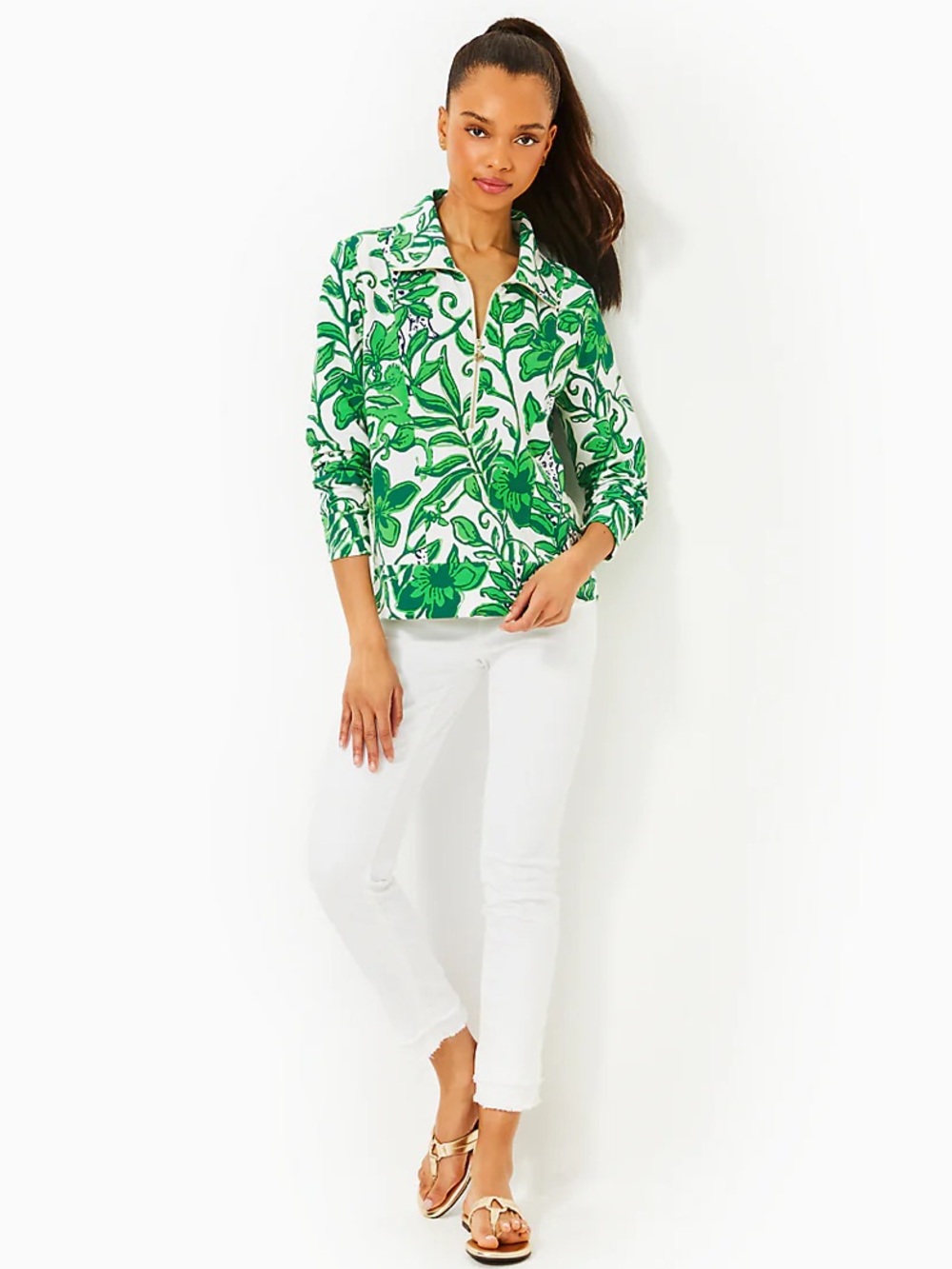 NWT ELENI UPF 50+ PULLOVER, FIDDLE LEAF GREEN ESCAPE PLAN - Picture 3 of 10